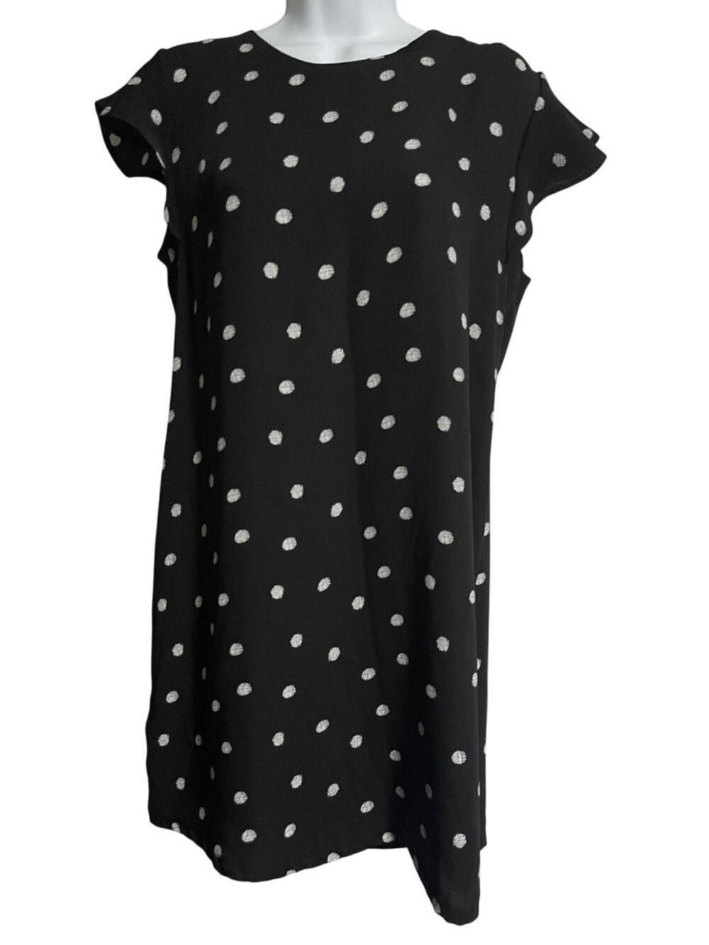 Nicole Miller Black and White Polka Dot Flutter Sleeve Shift Dress Size 6